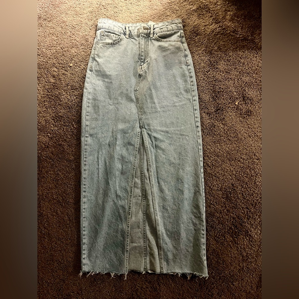 Denim maxi skirt